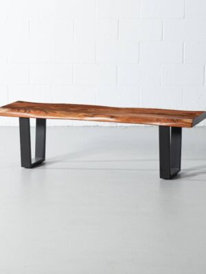Acacia Live Edge Bench with Black U Shaped Legs/Natural Color
